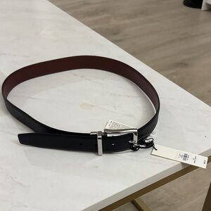 Women’s Reversible Black/Brown Leather Belt with Silver Buckle